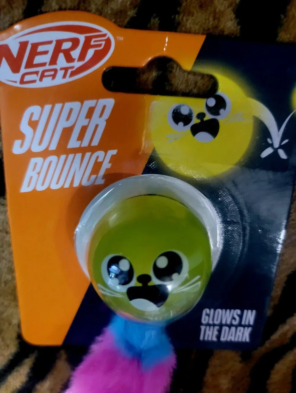 Nerf Cat Toy Ball Glow In Dark Rainbow Super Bounce Ea.